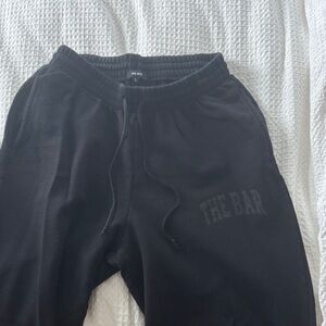 The Bar Black Drawstring Cinched Sweatpant
